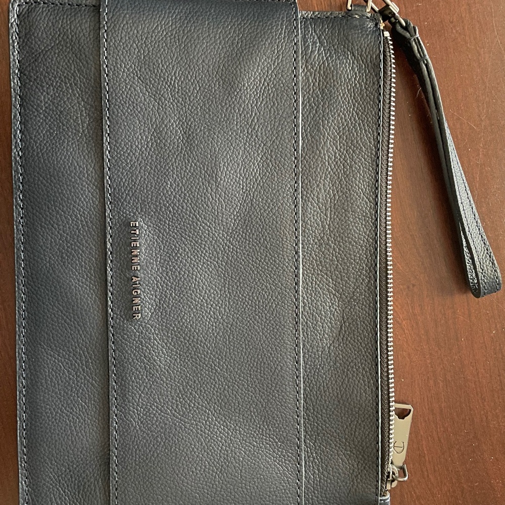 Etienne Aigner navy blue clutch purse
